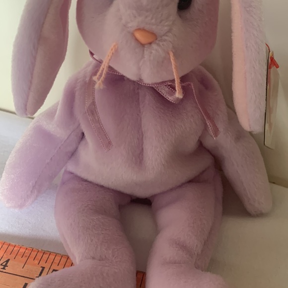 Ty easter bunny Rabbit beanie baby Floppity Lilac w tag 1996 - Picture 11 of 11